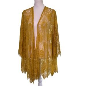 paper + tee kimono NWT mustard yellow lace plus size 2x